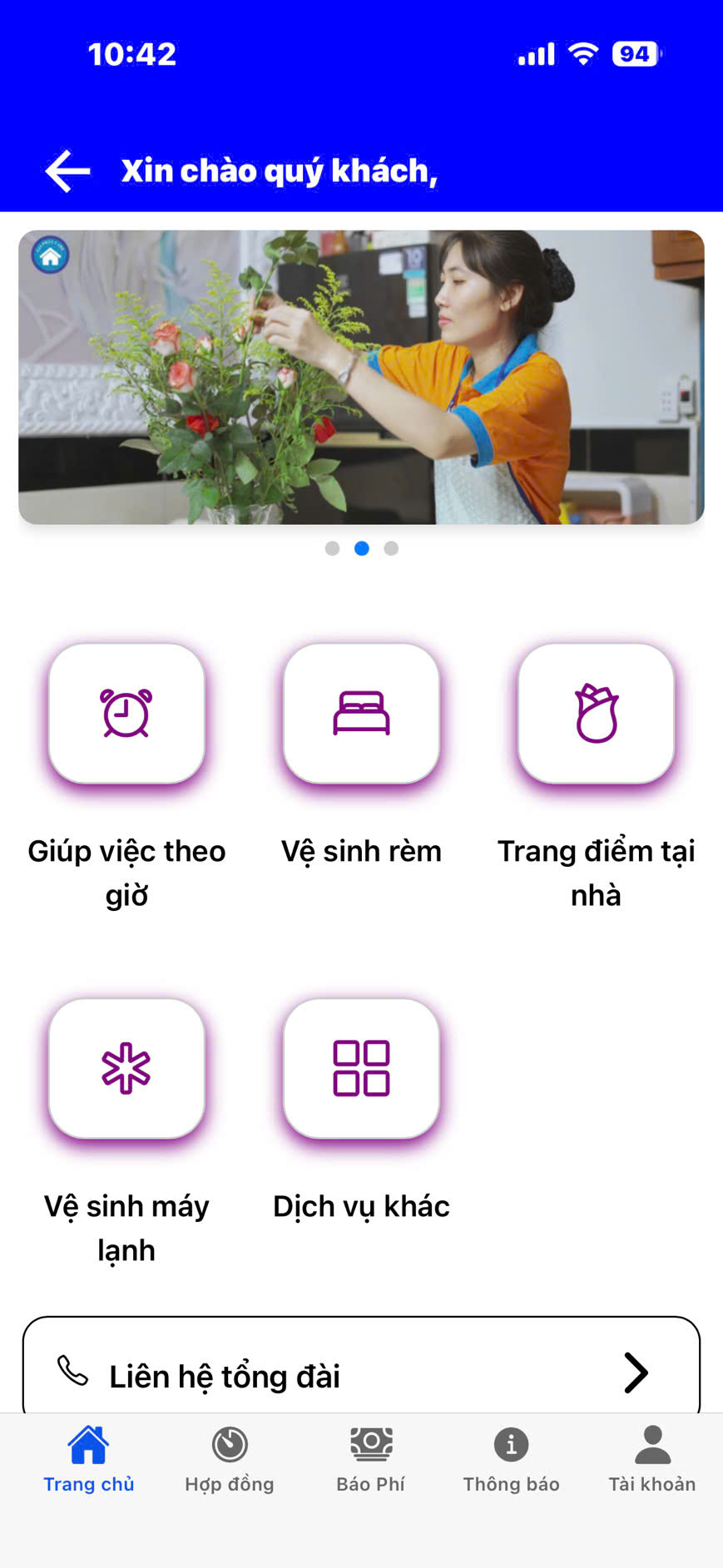 ảnh app gia phát care dành cho khách hàng dùng dịch vụ hợp đồng